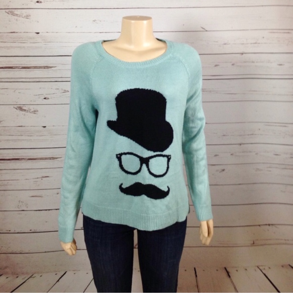 Hooked Up by IOT Mustache Sweater - Picture 2 of 4